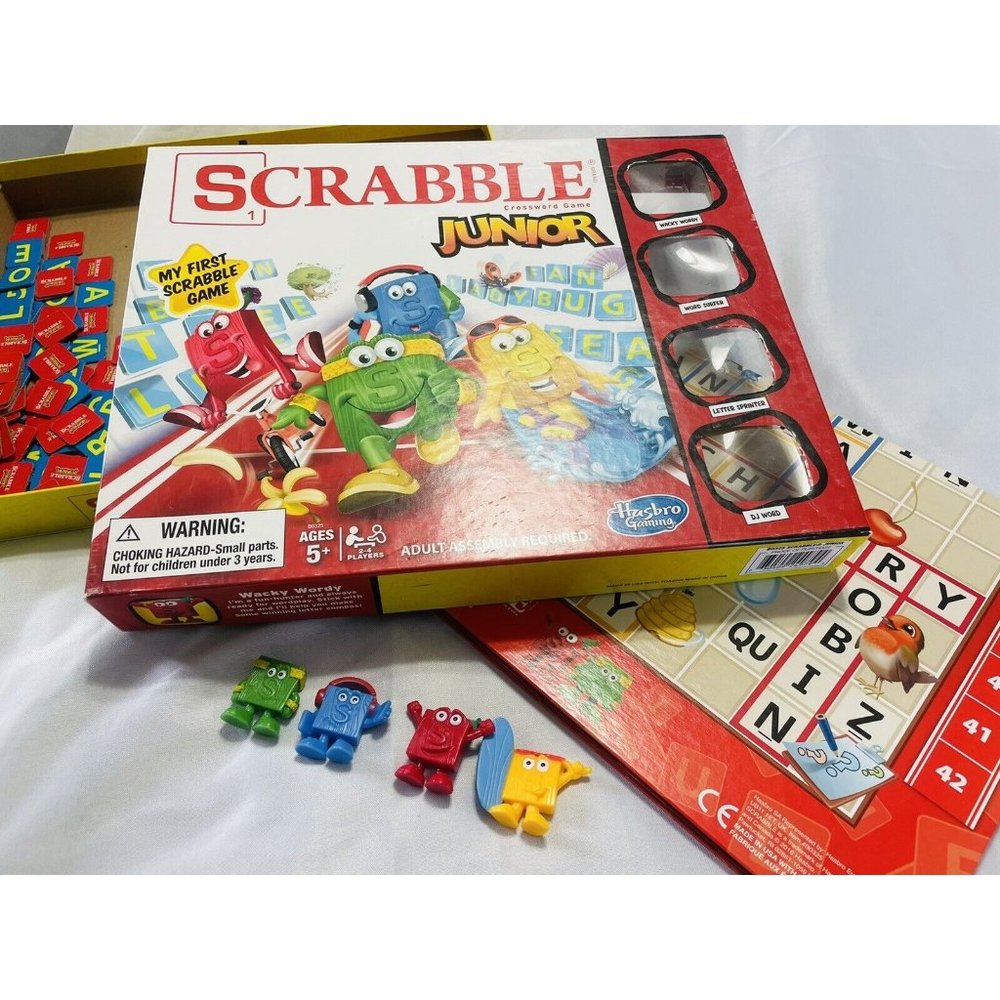Scrabble Jr Junior Crossword 2-sided Board Game Kids Hasbro 5+ Years 2-4 Players